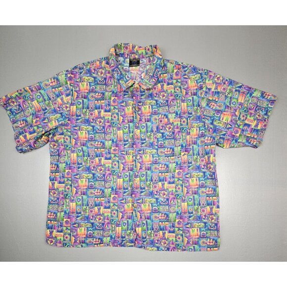 Toucan Dance Hawaiian‎ Button Up Shirt Mens XL. Vintage 90s Nautical All Over. - Picture 1 of 6